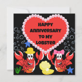 彼おもしろいと彼女のためのロブスター記念日カード カード (正面)
