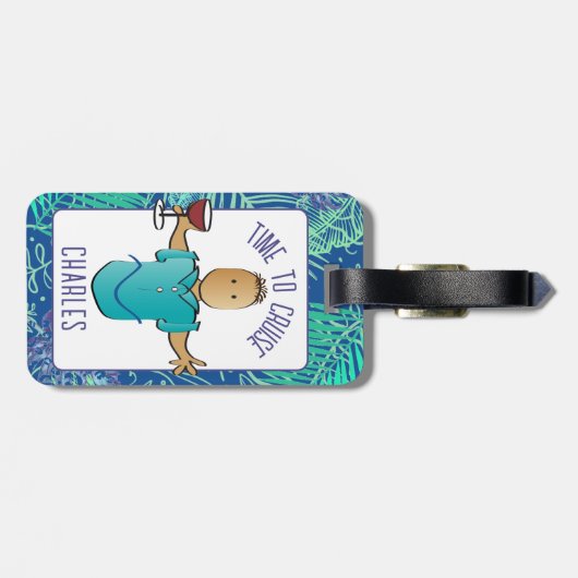 彼おもしろいのためのことわざ男性の漫画の休暇 ラゲッジタグ (裏面横)