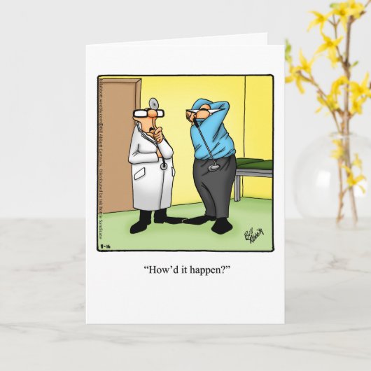 彼おもしろいのためのゴルフのユーモアのグリーティングカード カード (黄色い花)