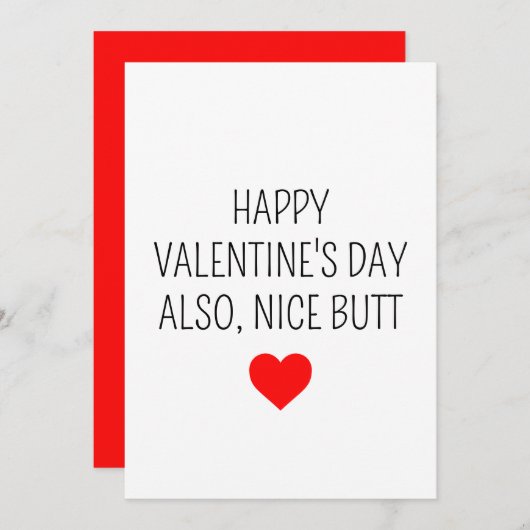 彼おもしろいのためのバレンタインデーのカード 招待状 (正面/裏面)