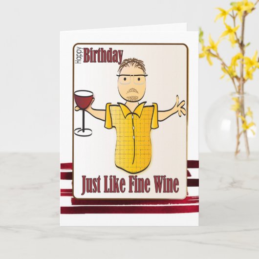 彼おもしろいのための男性の漫画の甘い上品な誕生日 カード (黄色い花)