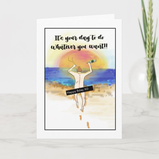 彼おもしろいのための誕生日カード：父、グランパ、息子 カード (正面)