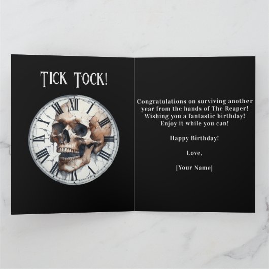 彼おもしろいの不気味死神誕生日 カード (内部)