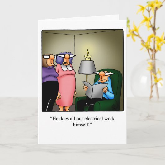 彼おもしろいの周年記念ユーモアあいさつカード カード (黄色い花)