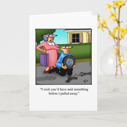 彼おもしろいの周年記念ユーモアあいさつカード カード (黄色い花)