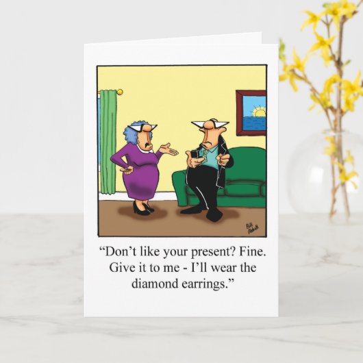 彼おもしろいの誕生日ユーモアのカード カード (黄色い花)