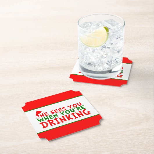 彼おもしろいはあなたはクリスマスを飲む時に君を見る ペーパーコースター (インサイチュ)