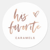 彼お気に入りのの |バラカジュアル金ゴールドスクリプトとハート ラウンドシール (正面)