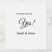 彼からプロポーズ 彼女はイエス シンプル ミニマル ワインラベル (シングルラベル)