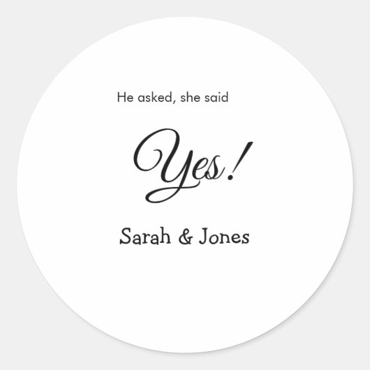 彼からプロポーズ 彼女もイエス シンプル ミニマル ラウンドシール (正面)