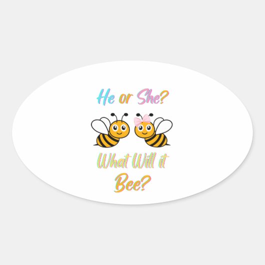 彼か彼女が何になる?Tシャツ楕円ステッカー 楕円形シール (正面)