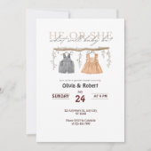 彼か彼女?スプラッシュおもしろい!ピンクとブルーの水色 招待状 (正面)