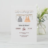 彼か彼女?スプラッシュおもしろい!ピンクとブルーの水色 招待状 (スタンド正面)