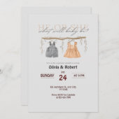 彼か彼女?スプラッシュおもしろい!ピンクとブルーの水色 招待状 (正面/裏面)