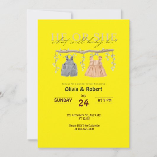 彼か彼女?スプラッシュおもしろい!ピンクとブルーの水色 招待状 (正面)