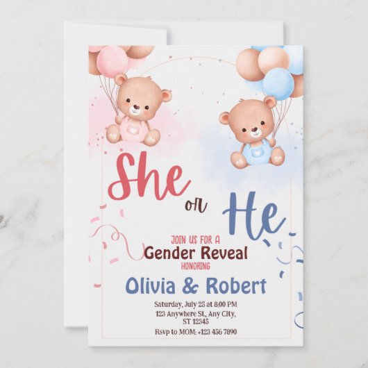 彼か彼女？息をのむような水色のジェンダーが明らかにする 招待状 (正面)