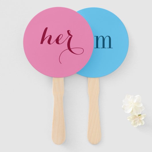 彼か彼女?新郎新婦シャワーゲームパドル ハンドファン (正面&裏面)