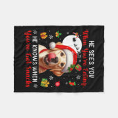 彼があなたはのスナック食べクリスマスラブラドールReを見る フリースブランケット (正面(横))