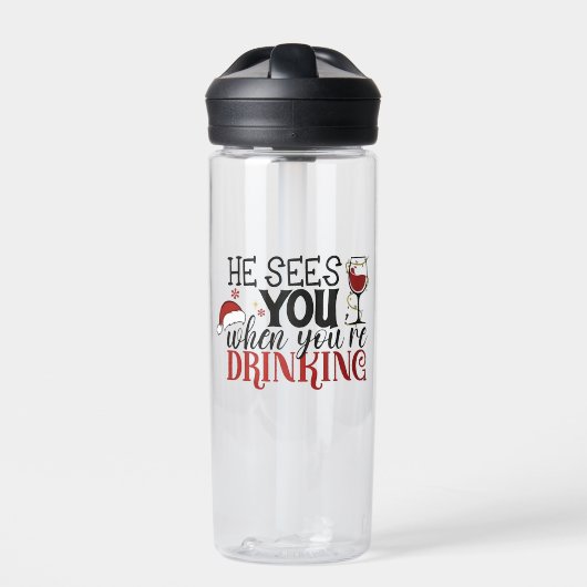 彼があなたはクリスマスサンタを飲むと会う ウォーターボトル (正面)