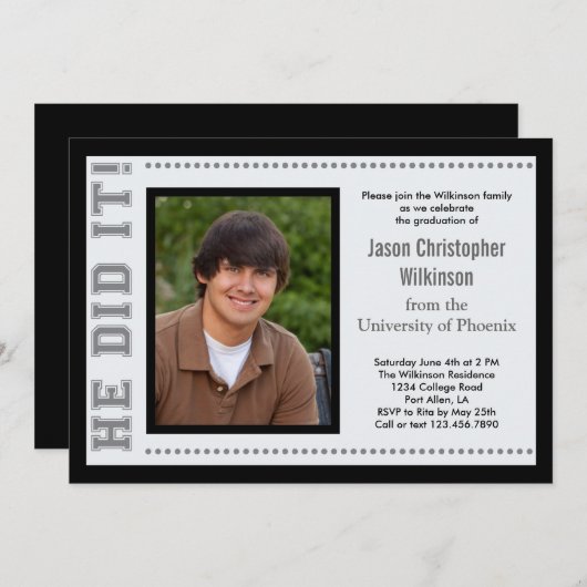 彼がやった！卒業写真招待状 招待状 (正面/裏面)