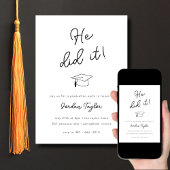 彼がやり遂げた フォト 卒業パーティー ブラック＆ホワイト 招待状