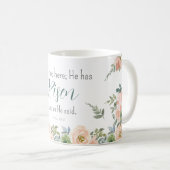 彼がイースターフローラピーチグリーンの水色を復活させた コーヒーマグカップ (正面右)