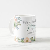 彼がイースターフローラピーチグリーンの水色を復活させた コーヒーマグカップ (正面左)