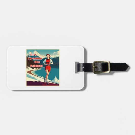 彼がキッチンサッシランナーの掃除を行う ラゲッジタグ (正面横)