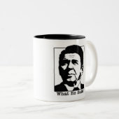 -彼がコーヒーを…言った何ロナルドReganか -カスタマイズ ツートーンマグカップ (正面右)