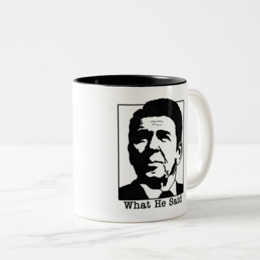 -彼がコーヒーを…言った何ロナルドReganか -カスタマイズ ツートーンマグカップ (正面右)