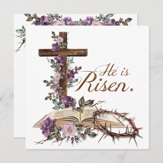彼がフローラ十字架に上がったイースターカード シーズンカード (正面/裏面)