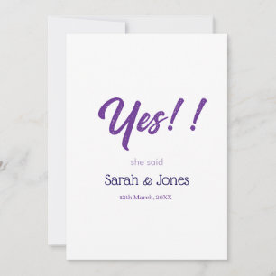 彼がプロポーズしたら彼女はイエスと言う エンゲージメントシンプルパープルボール 招待状