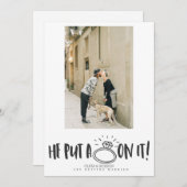 彼がリングや輪を置く写真を保存する日付招待状 招待状 (正面/裏面)