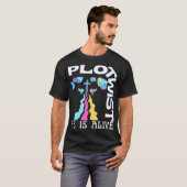 彼が住んでいるプロットひねりイースターイエスは生きている神の愛 Tシャツ (正面フル)