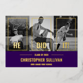 彼が写真を撮モダンったパーティーフォイル招待状 箔シーズンカード (正面)