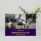 彼が写真を撮モダンったパーティーフォイル招待状 箔シーズンカード (立ち正面)