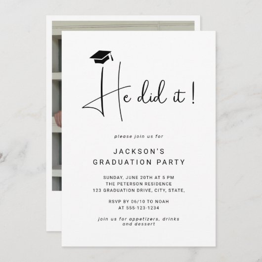 彼が写真卒業ミニマル会の脚本を書いた 招待状 (正面/裏面)