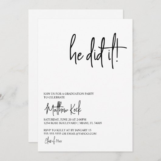 彼が卒業パモダンーティー招待状 招待状 (正面/裏面)