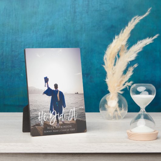 彼が卒業写真のモダン脚本を書いた フォトプラーク (側面)