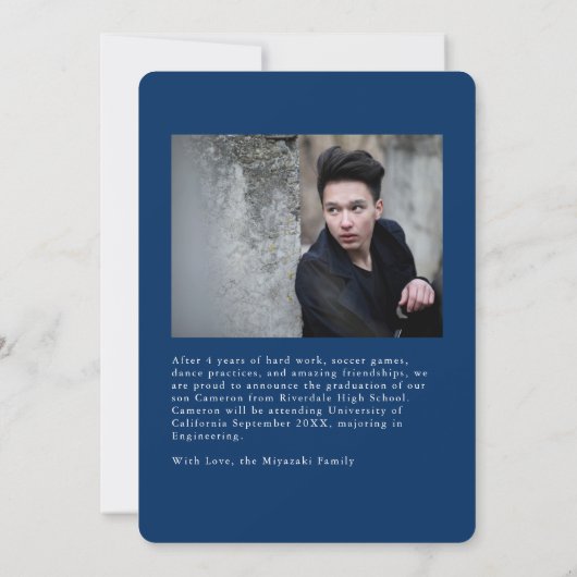 彼が卒業写真モダンを撮った 案内状 (裏面)