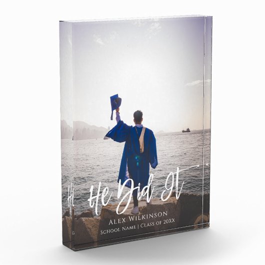 彼が卒業証書モダンを書いた フォトブロック