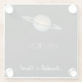 彼が名前とリングや輪を土星に宇宙させる ガラスコースター (裏面)