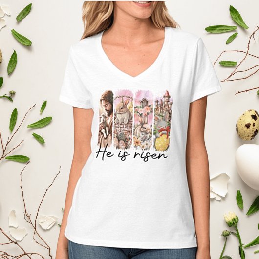 彼が女性用のベーシックVネックTシャツを復活 Tシャツ