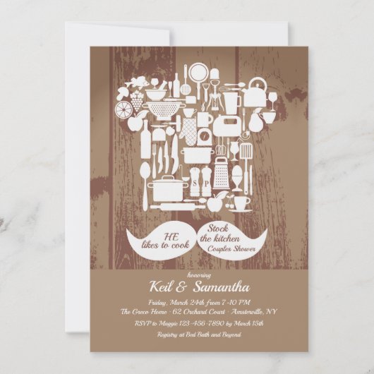彼が好きな調理師カップルブライダルシャワー 招待状 (正面)