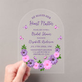 彼が彼女のハートを蝶ブライダルシャワー アクリル招待状 (インサイチュ (ポータブル))