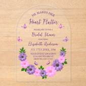 彼が彼女のハートを蝶ブライダルシャワー アクリル招待状 (正面)