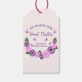 彼が彼女のハートを蝶ブライダルシャワー ギフトタグ