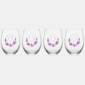 彼が彼女のハートを蝶ブライダルシャワー ステムなしワイングラス (正面)