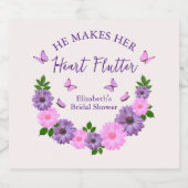 彼が彼女のハートを蝶ブライダルシャワー スパークリングワインラベル (シングルラベル)