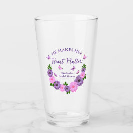 彼が彼女のハートを蝶ブライダルシャワー タンブラーグラス
